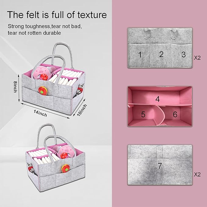 Baby Diaper Caddy is a versatile baby basket designed for nursery storage, car organization, and as a thoughtful gift for baby showers. It is perfect for storing diapers and baby wipes.