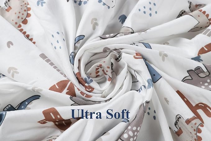 Changing Pad Cover Set 3 Pack Jersey Knit Ultra Soft for Baby Boys Girls Cream/Brown/Dinosaur