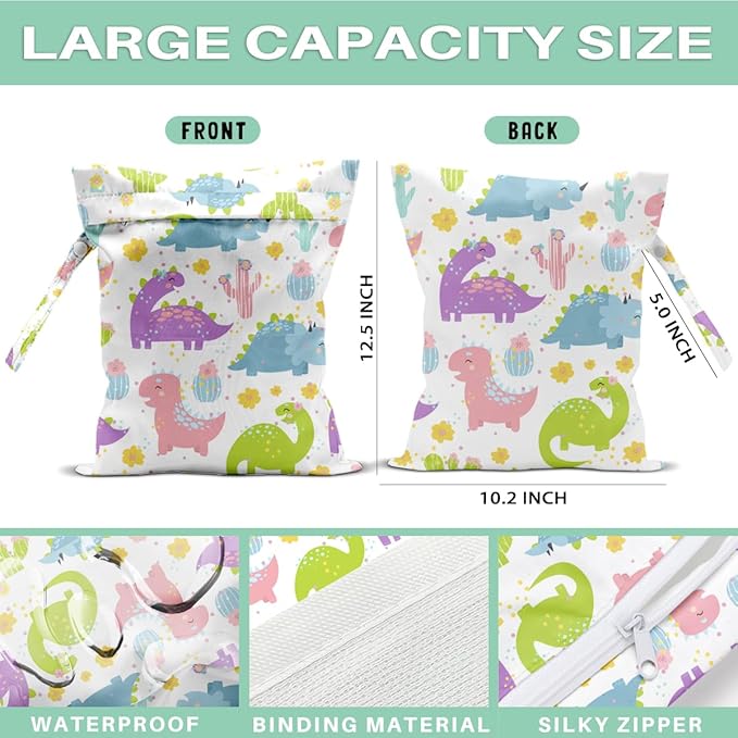 Wet Dry Bags for Diaper Waterproof Swimsuit Washable Reusable Bag for Diapers Dirty Yoga Gym Beach Clothes Plant Gifts for Friend Men Women 12.5x10.2 Inches