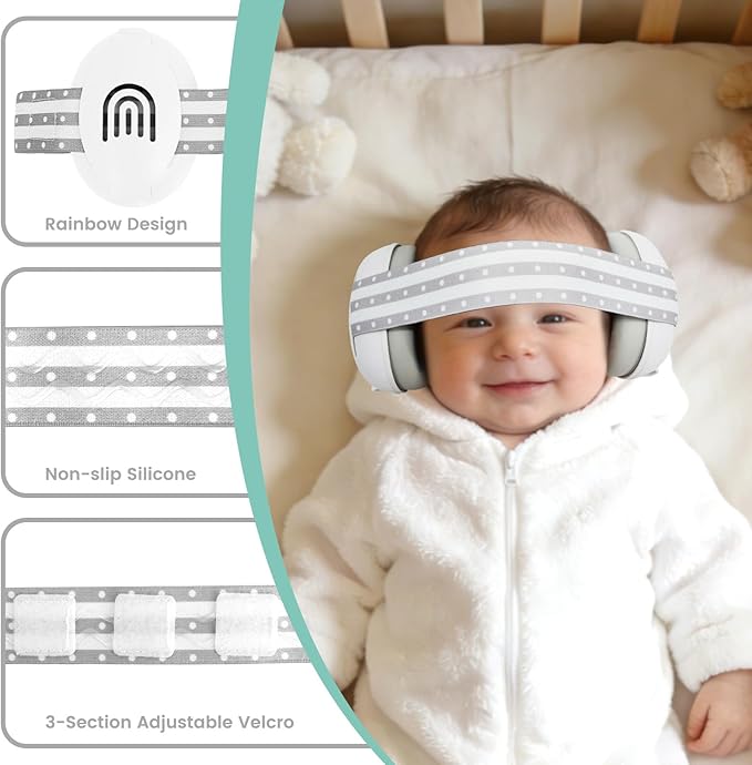 Baby Ear Muffs Noise Cancelling Headphones,Hearing Protection for Infant Newborn 0-36 Months,Adjustable Sound Proof Earmuffs for Travel Airplane Sleep,Baby Travel Essentials Must Haves
