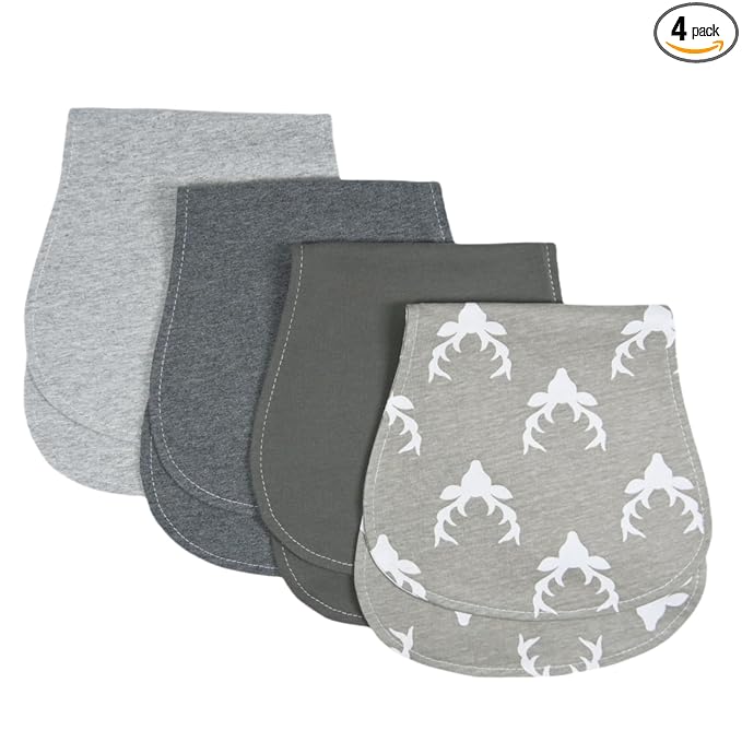 Baby Burp Cloths Baby Burp Set Curved Absorbent and Soft Valuable 4 Pack Double Layers (Grey Hue Deer)