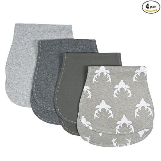 Baby Burp Cloths Baby Burp Set Curved Absorbent and Soft Valuable 4 Pack Double Layers (Grey Hue Deer)