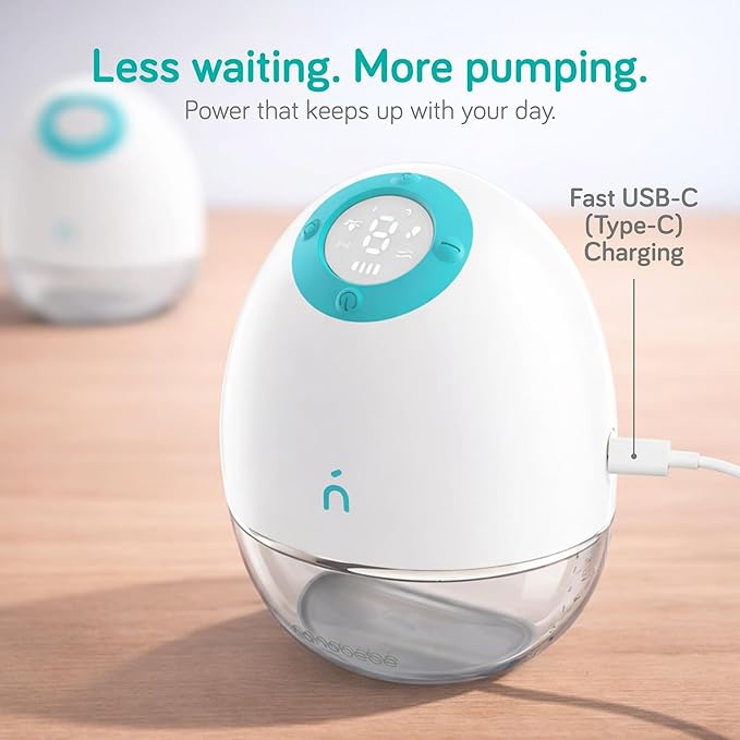 Nanobebe Wearable Breast Pump Hands Free Wireless Electric Breast Pump Smart App Controlled Pump Quiet Portable Multiple Modes, 1-Pack