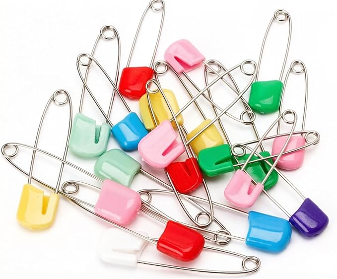 20Pcs 2 Inch Safety Diaper Pins, Safety Locking Holder Colorful Safety Pins for Cloth Nappies and Accessorie