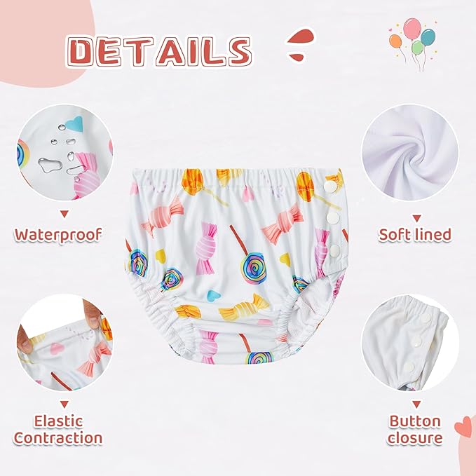 Durio 2PCS Reusable Swim Diapers - Toddler Baby Swim Diaper Soft and Waterproof for Swimming Lessons Boys and Girls