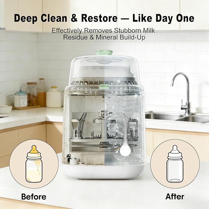 Professional Deep Cleaning Detergent Tablets for All Baby Bottle Washers, Washer Tablets for Bottle Washer and Sterilizer and Dryer, Easy to Use (180Pcs)