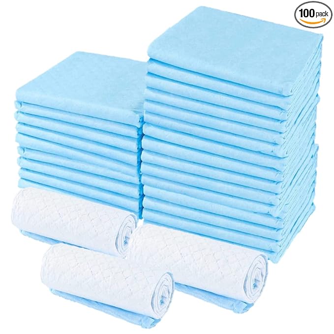 100 Pack Baby Disposable Changing Pad Liners, 17 inches x 13 inches, Breathable Skin-Friendly, Leakproof Quick Drying, high Absorbent Diaper Changing Pads