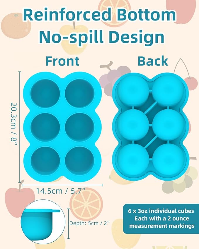 Baby Food Freezer Tray with Lid, 6 x 3 Ounce Silicone Freezer Molds Storage Container for Homemade Baby Food, Breast Milk, Fruit Puree & Vegetables (Blue)
