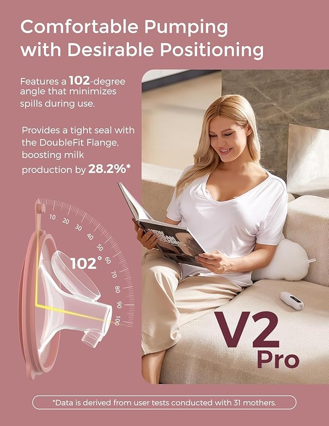 Momcozy Wearable Breast Pump V2 Pro Ultra-Lightweight, Double Electric Breast Pump Hands-Free & Portable Pump with Upgraded Flange, Quiet & Leak-Proof Electric Pump for Pumping Moms