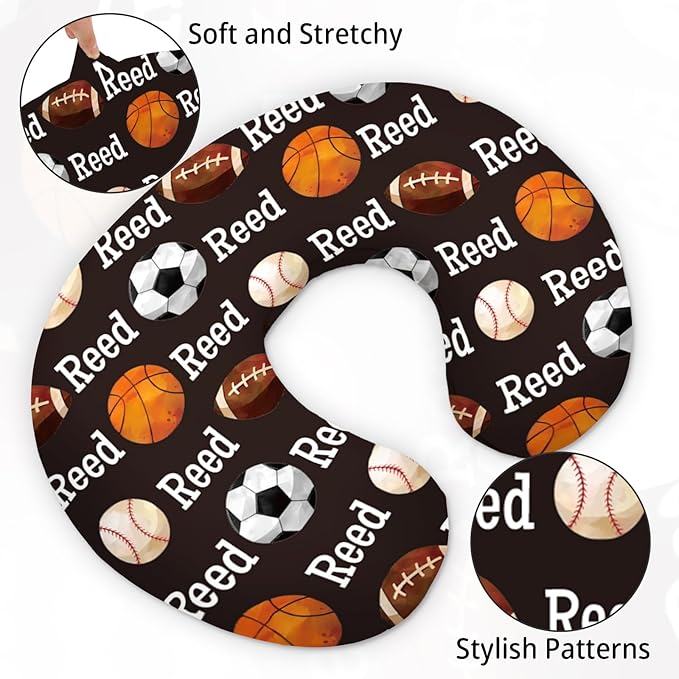 Baby Nursing Pillow Cover - Personalized Name Ball Theme Breastfeeding U-Shaped for Bottle Feeding, Ultra Soft Comfortable Breastfeeding Pillow Cover for Infant Baby Boys and Girls