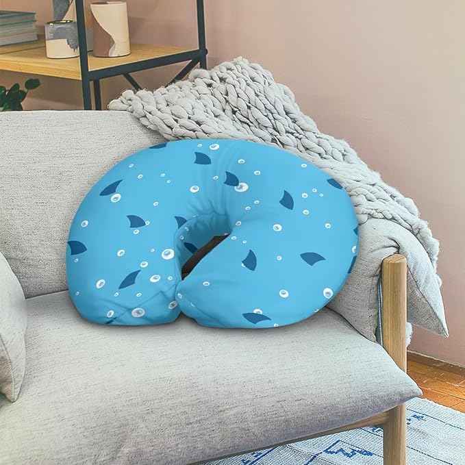 Blue Shark Nursing Pillow Cover, Breastfeeding Pillow Slipcover for Baby Boys & Girls, Soft Nursing Pillow Case for Newborn, Washable & Breathable