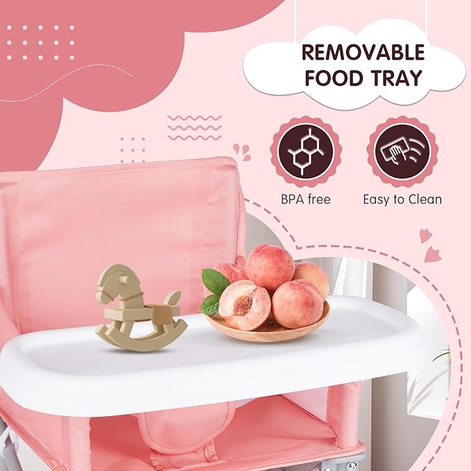 Portable Baby Chair, Folding Booster Seat with Tray for Dining Table Compact Camping Chair for Lawn Beach Travel Babies 6-36 Months