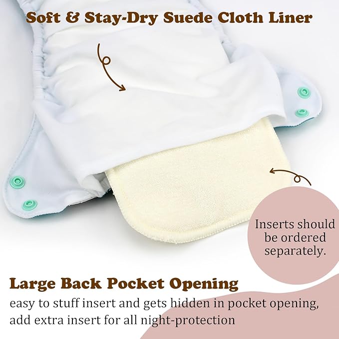 Mama Koala 1.0 Cloth Diapers for Babies, 6 Pack Pocket Shell Only (NO Inserts) - One Size Washable and Reusable Pocket Diapers for Newborns and Toddlers - 160019