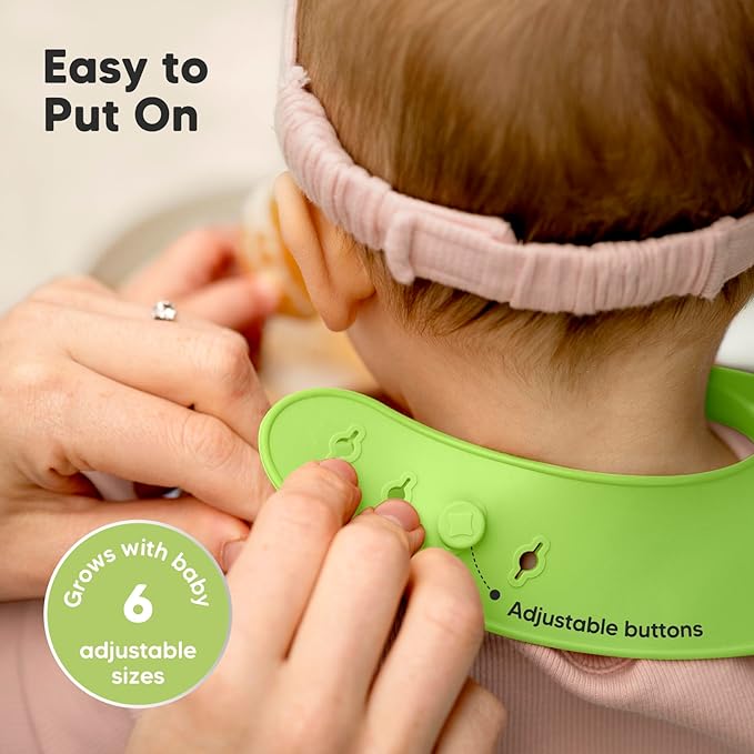 KeaBabies 2-Pack Silicone Bibs for Babies, Toddlers Girl, Boy – Sturdy Food-Grade Baby Bibs for Eating, Large Food Catcher, Clean & Put On Easily, Waterproof Toddler Feeding Essentials (Cloud Nine)