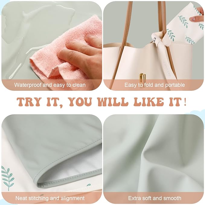 Geelin 4 Pcs 20" x 28" Leather Baby Changing Pad Wipeable Changing Pad Portable Waterproof Diaper Mat for Travel Home Toddler Infant Baby Shower Travel Gift, 4 Styles