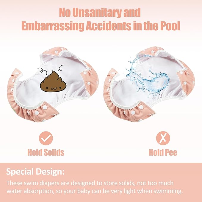 wegreeco Baby & Toddler Snap One Size Adjustable Reusable Baby Swim Diaper (Mild, Large, 3 Pack)