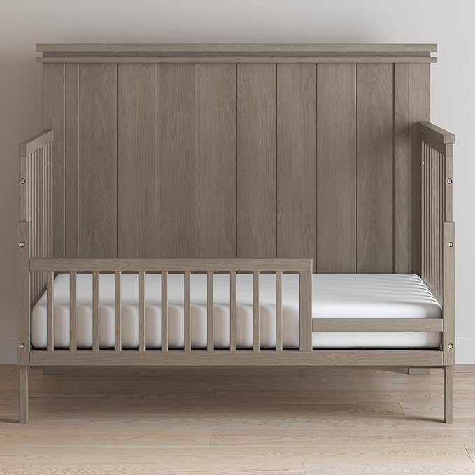 Child Craft Toddler Bed Guard Rail Converts Denman 4-in-1 Convertible Crib into Toddler Bed, Made of Pinewood, Non-Toxic Finish (Crescent Gray)