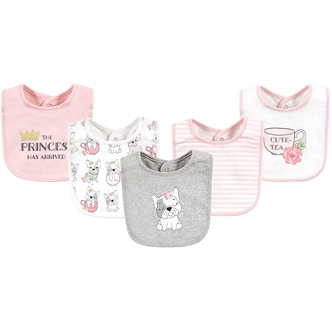 Hudson Baby Unisex Baby Cotton Bibs, Girl Whimsical Dog, One Size