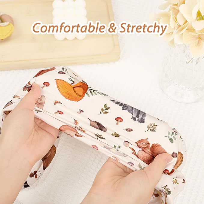 Nursing Pillow Cover for Baby Boy and Girl, Ultra Soft Comfortable Stretchy Removable Slipcover for Newborn Breastfeeding Pillows, Woodland Animals
