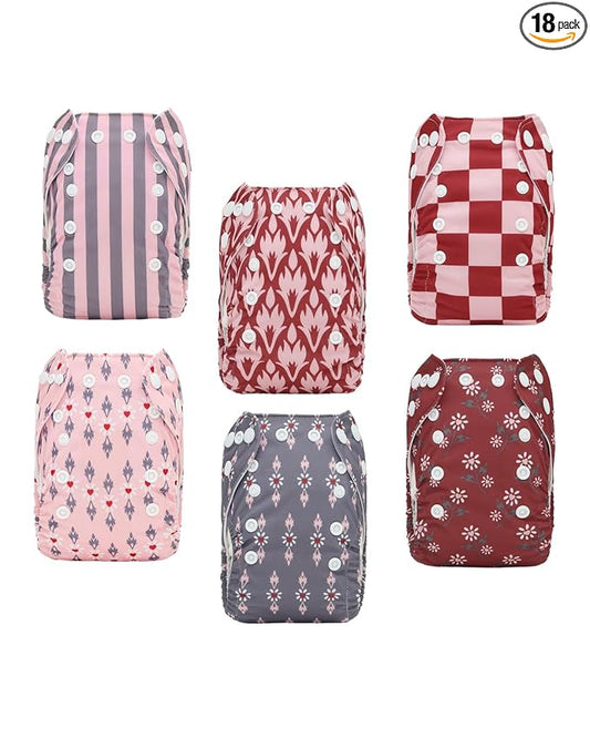 ALVABABY Baby Pocket Newborn for Less Than 12pounds Baby Snaps Cloth Diapers Nappy 6pcs with 12 Inserts 6SVB128