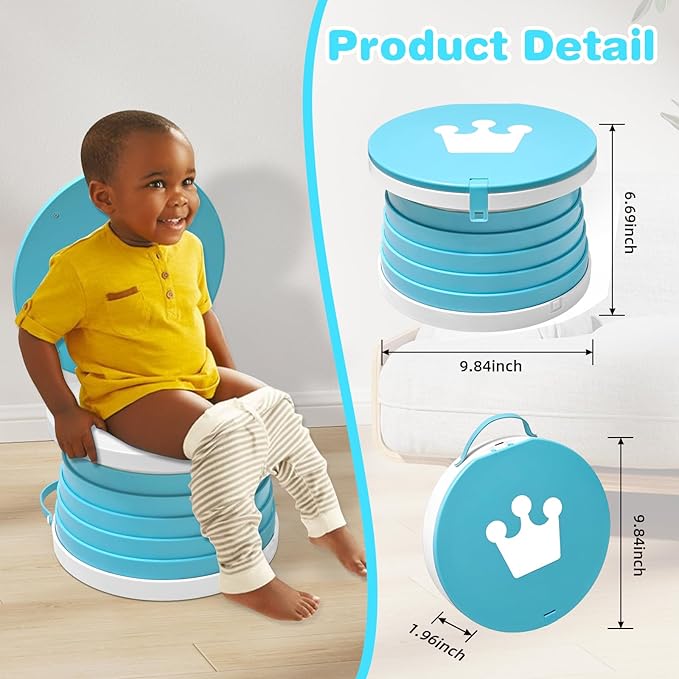 2026 Upgraded Portable Potty Chair for Toddlers with Splash-Proof Design, Foldable Travel Potty with Bag & 30 Refills - Kids Toilet for Car, Camping, Indoor - Easy Clean Baby Potty Training Seat(Blue)