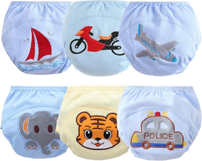 Cotton Reusable Baby Training Pants Unisex Potty Toddler Underpants Kids Waterproof Breathable Underwear 6-Pack