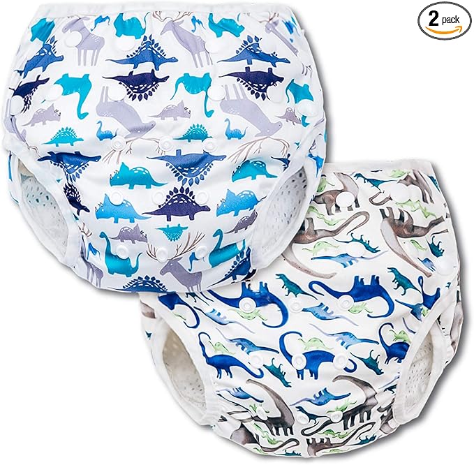 Joyo roy Reusable Swim Diapers 2pcs One Size Adjustable Baby Swim Diapers Size 1 Soft Toddler & Infant Reusable Water Diaper Pool & Beach Baby Essentials Washable Swimming Diapers for Swimming Lessons