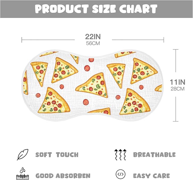vvfelixl Baby Burp Cloths Delicious Sliced Pizza Baby Newborn Cotton Burping Cloths Set Baby Washcloths 4 Pack