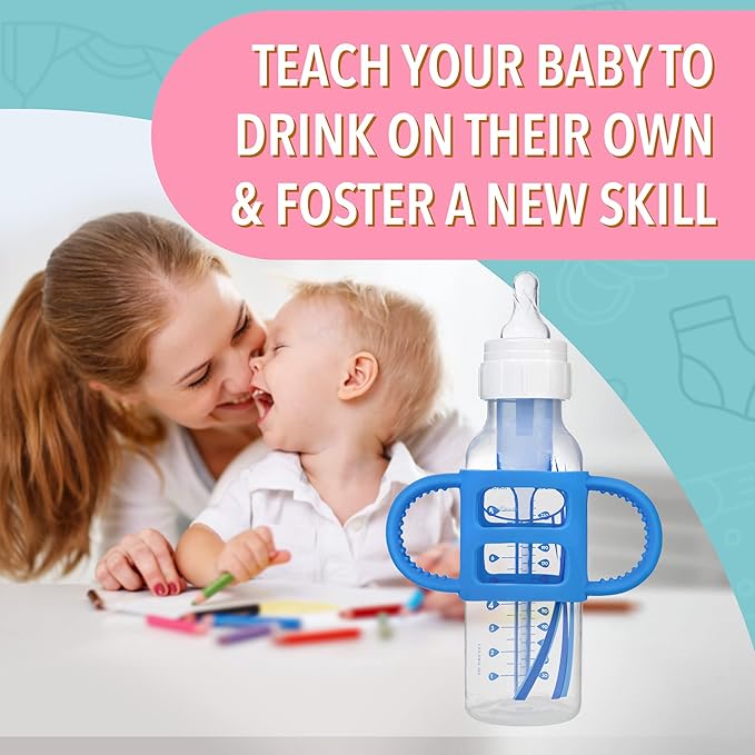 Impresa 3 Pack Handles for Baby Bottles - Compatible with Dr Brown Bottles - Clear BPA-Free Silicone - Easy-Grip Holder for Self Feeding & Sippy Cup Handles