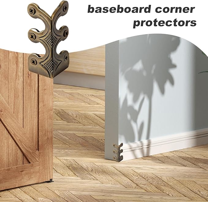 Baseboard Corner Protector - antique brasss Corner Guards, Decorative Metal Edge Protectors | Solid Brass Skirting Board Covers, Decorative Wall Corner Protector, Durable Baseboard Edge Guard for Home