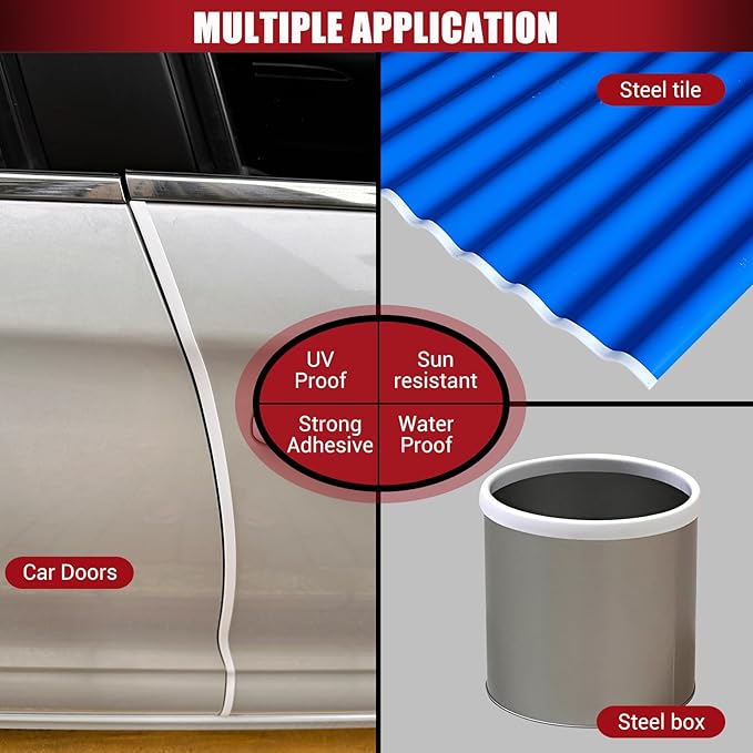 Rubber Edge Trim, Flexible Baby Proof Edge Trim for Sharp Edge, 3/32" U Channel Edge Protector, Self-Adhesive Edge Guards for Car Doors or Sheet Metal, 20Ft, White Color, Silicone Material