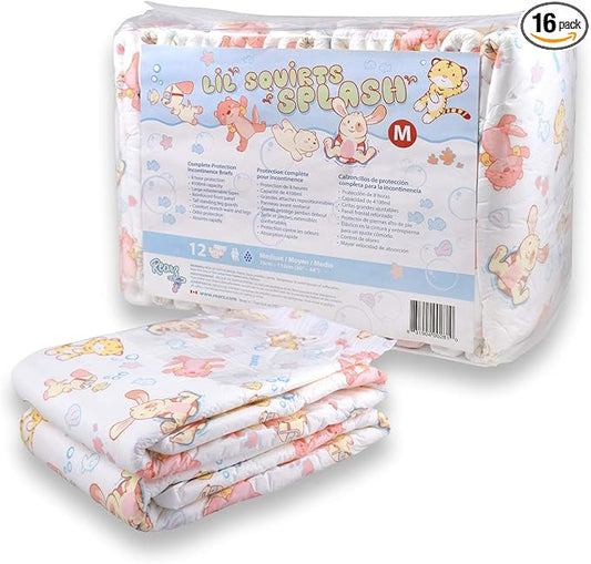 Rearz - Lil' Squirts Splash - Adult Printed Diapers (16 Pack) (Medium)