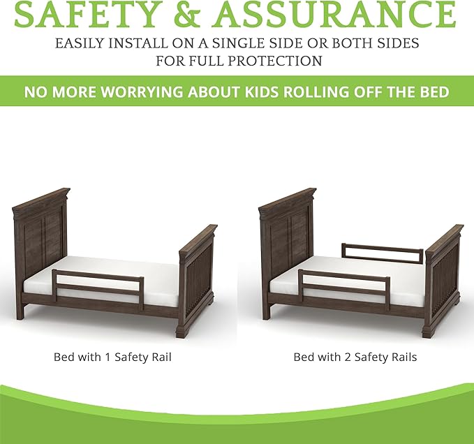CC KITS Safety Guard Rail for Baby, Kids, and Children - Solid Wood Safety Bed Rail for Toddlers - Easy Installation - Premium Protection for Bunk, Twin, Full, Queen and King Size Beds - (River Rock)