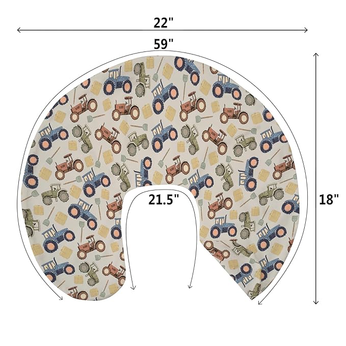Vintage Tractors Baby Nursing Pillow Covers for Boy Girl Farm Tractor Harvest Nursery Feeding Pillowcase for Breastfeeding Pillows Farmhouse Trucks Vehicle Soft Stretchy Covers for Newborn Infant