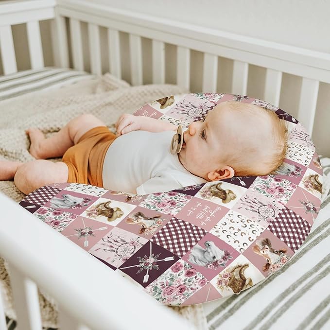 Pink Cowgirl Horse Cow Roses Baby Nursing Pillow Covers for Girl Tribal Dreamcatcher Arrows Nursing Slipcovers for Breastfeeding Pillows Western Cowgirl Boots Soft Stretchy Cover for Newborn Infant