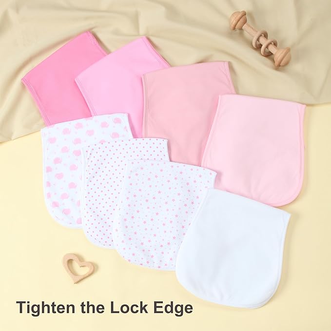 Waterproof Baby Burp Cloths 8-Pack - 4-Layer Super Absorbent Fabric, Extra Soft Plush Spit Up Rags for Newborns Infants, Unisex for Baby Boy Girl, Milk Spit Up Infant Towels