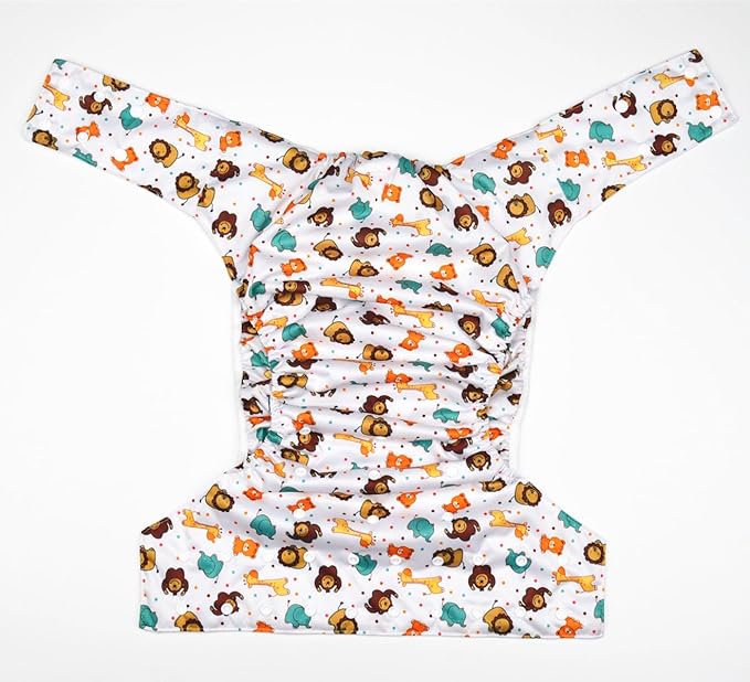 Teen Adult Cloth Diaper Nappy Reusable Washable for Disability Incontinence (Lions Elephants)