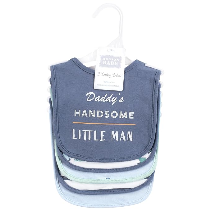 Hudson Baby Unisex Cotton Bibs, Pastel Dino, One Size