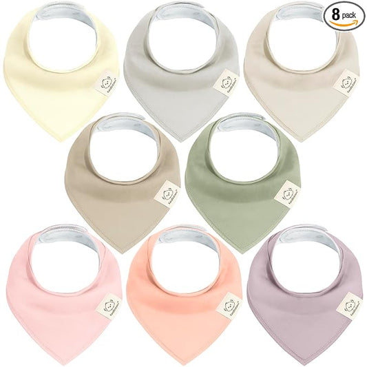 KeaBabies 8-Pack Organic Baby Bandana Bibs for Girls - Super Absorbent Triangle Baby Bibs for Drooling and Teething Infant, 100% Cotton Extra Soft for Newborn, Infant 0-36 Months (Embrace)