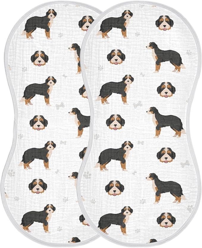 vvfelixl Burp Cloths Bernedoodle Dog for Baby Boy Girls Baby Washcloths Burp Rags 1 Pack