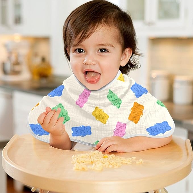 vvfelixl Colorful Gummy Bears Burp Cloths for Baby Boy Girls Baby Washcloths Burp Rags 1 Pack
