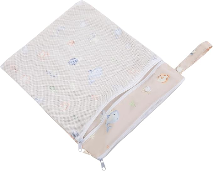 Ali+Oli Water Resistant Dual-Compartment Wet-Dry Bag for Travel, Hook to Stroller, Daycare, Diapers, Diaper Bag, Clutch Bag,15x12 inches (Undersea)