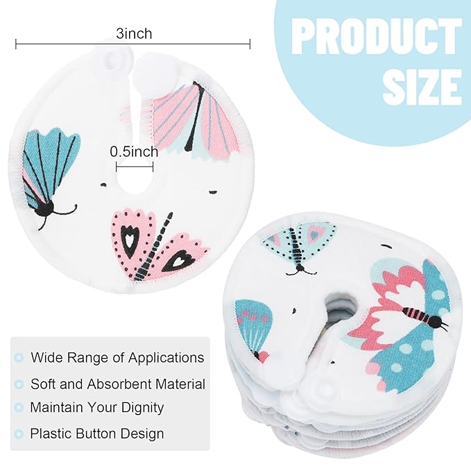 32 Pieces G Tube Button Covers G Tube Pad Holder Reusable Cotton Nursing Pads for Feeding Support Feeding Cotton Supplies Soft Covers for Breastfeeding Nursing Care, 4 Designs(Butterfly)