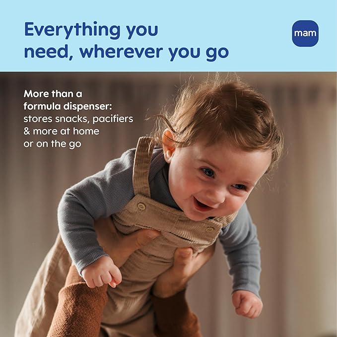 MAM Baby Formula Dispenser – Spill Proof Travel Milk Formula Container with 3 Compartments 1.4oz / 40g Each, Also Fits Bottle Nipples, Snacks, Pacifiers, Dishwasher Safe, Made in Europe