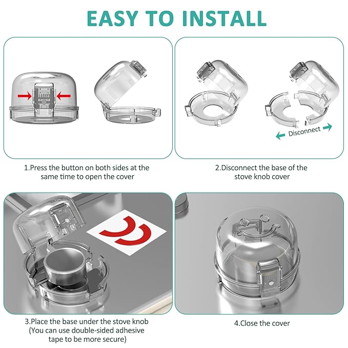Stove Knob Covers for Child Safety 5 Packs Babepai Upgraded Double-Key Design Universal Size Baby Safety Gas Oven Knob Covers Stove Guard Kid Proofing