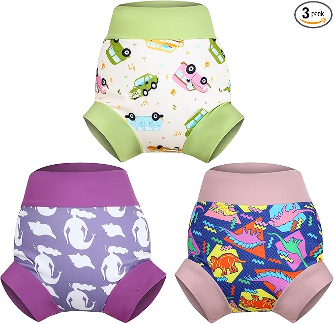 MOEMOE Baby Reusable Swim Diaper 3Pcs Waterproof Swim Pants Baby Swim Diaper for Boys and Girls Swimming Lesson 2-5T