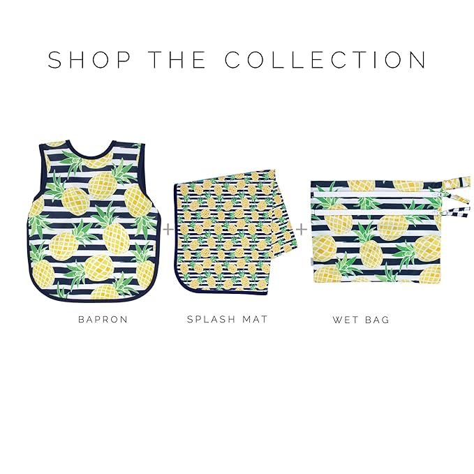 BapronBaby Pineapple Stripes Bapron - No Neck Tie Safer Bib for Baby & Toddler - Soft Waterproof Stain Resistant - Machine Washable - Sz Baby/Toddler 6m-3T