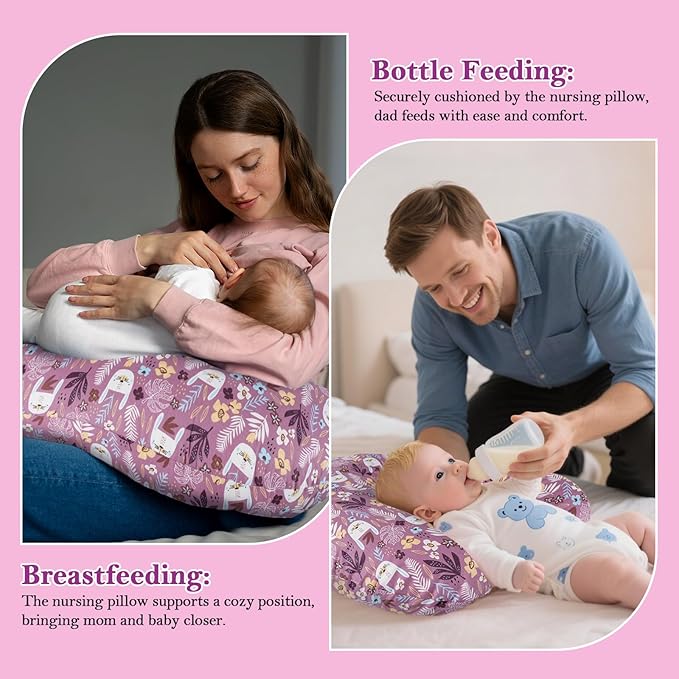 Nursing Pillow & Breastfeeding Pillow – Ergonomic C-Shape for Breastfeeding & Bottle Feeding, Standard Size Breathable with Washable Cover, Hypoallergenic,Tummy Time & Sitting Support (0-12Months)