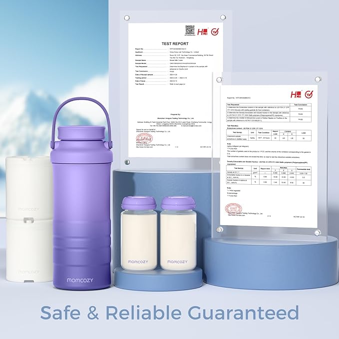 Momcozy 22oz Portable Breast Milk Cooler for Outdoor, Life Saver with 360° Total Cooling for 24 Hours, Larger Capacity Travel Breastmilk Chiller with 2pcs Baby Bottles for Breastmilk Storage