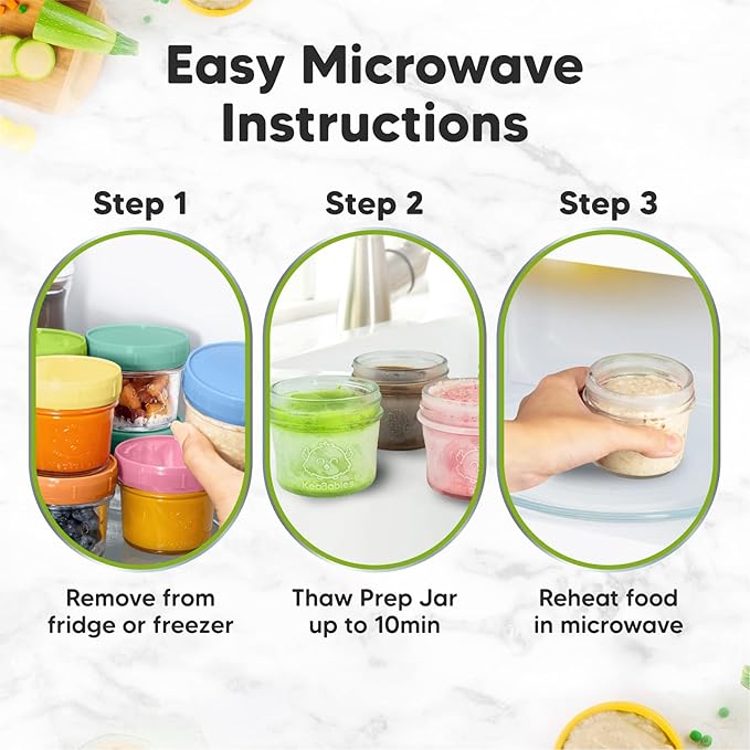 KeaBabies 6-Pack Glass Baby Food Containers & 12-Pack Glass Baby Food Containers - 4 oz Leak-Proof, Microwavable Baby Food Storage Containers, Baby Food Freezer Tray, Puree Glass Baby Food Jars